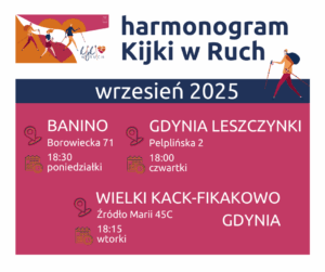 zajęcia Nordic Walking – harmonogram Kijków w Ruch we wrześniu 2025
